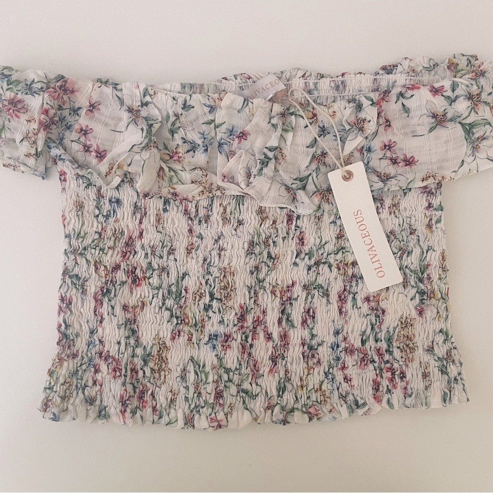 NWT Floral Shirred crop top